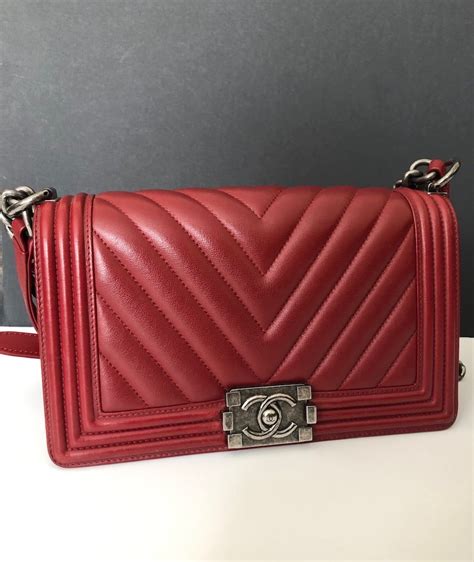 chanel boy chevron red|chanel boyfriend bag small.